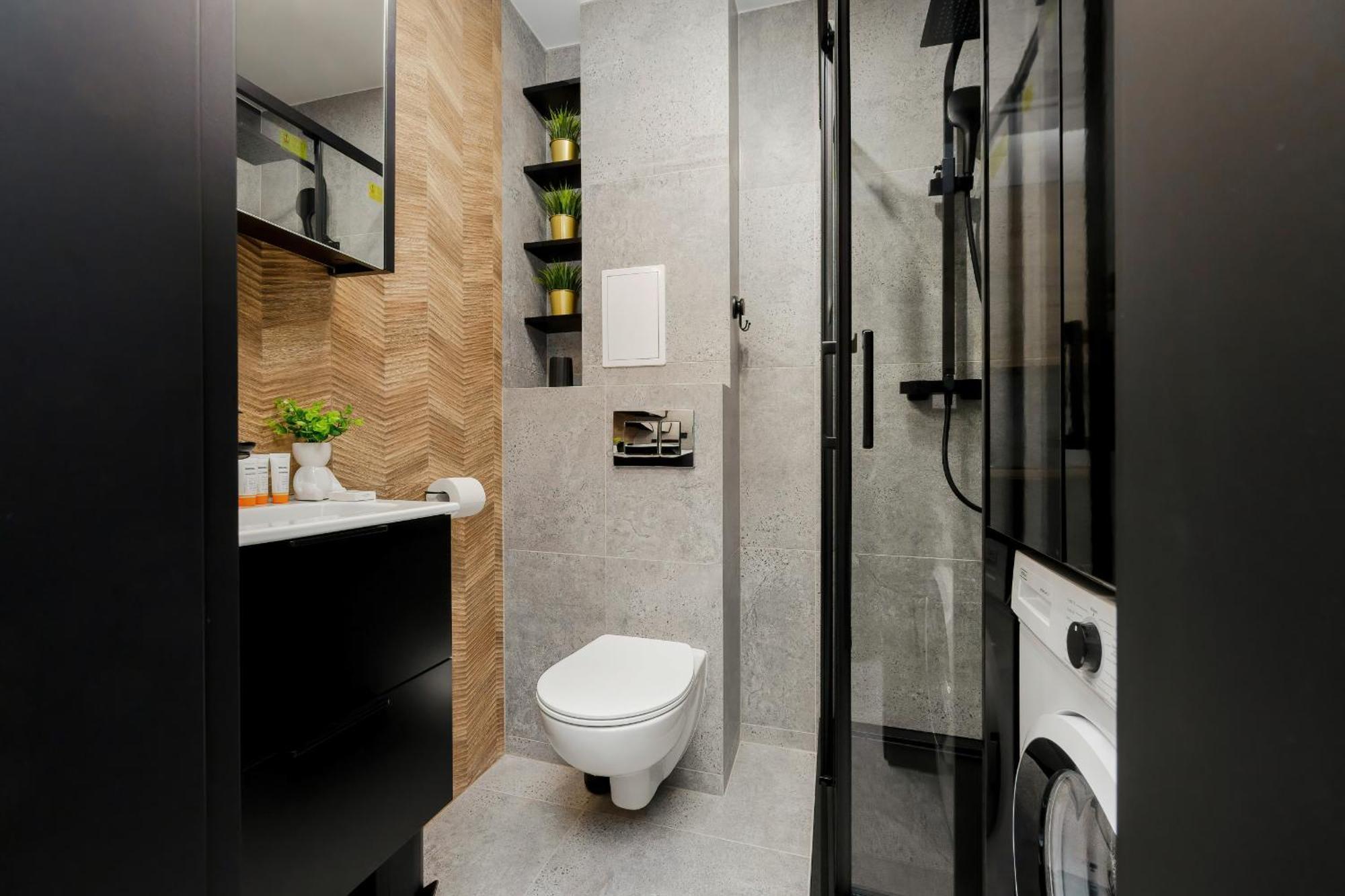 Modern Black & Wooden Apartment Warsaw Near The Airport By Noclegi Renters Extérieur photo